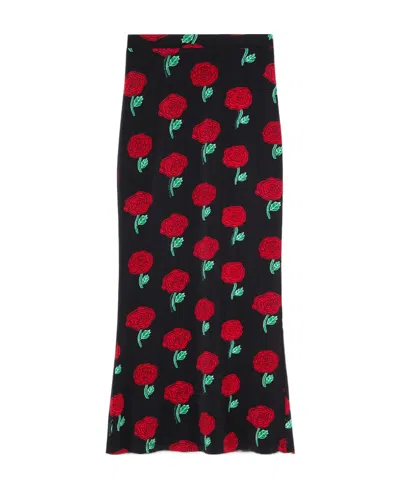Versace Jeans High-waisted Floral-print Skirt In Black