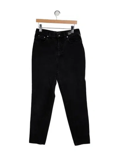 Pre-owned Versace Jeans High-rise Straight Leg Jeans In Black