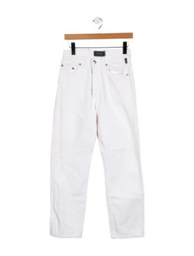 Pre-owned Versace Jeans High-rise Straight Leg Jeans In White