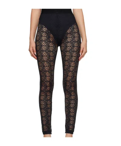 Versace Jeans Hollowed-out Tight Leggings In Black