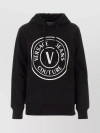 Versace Jeans Hooded Cotton Sweatshirt With Long Sleeves In Black