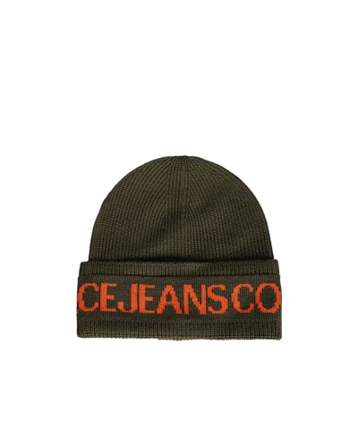 Versace Jeans Knitted Hat In Black