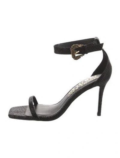 Pre-owned Versace Jeans Leather Animal Print Sandals In Black