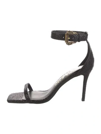 Pre-owned Versace Jeans Leather Animal Print Sandals In Black