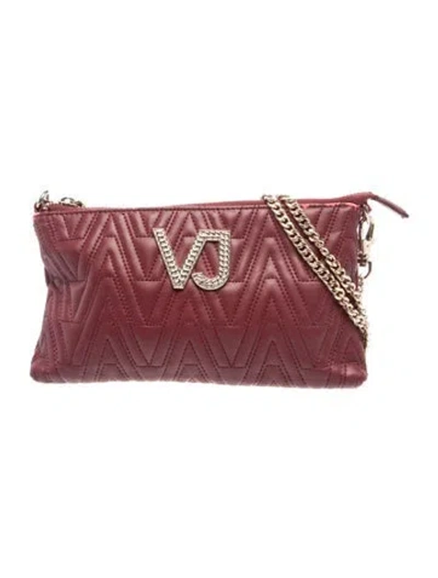 Pre-owned Versace Jeans Leather Clutch In Burgundy