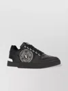 Versace Jeans Leather Low-top Sneakers Ankle Padded In Black