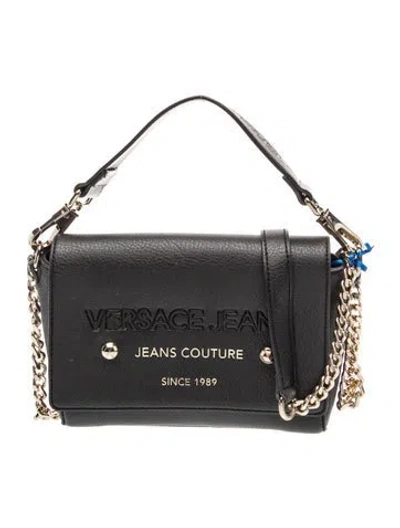 Pre-owned Versace Jeans Leather Shoulder Bag In Black