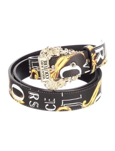 Pre-owned Versace Jeans Leather Waist Belt In Black/yellow