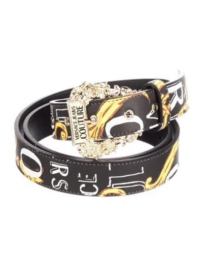 Pre-owned Versace Jeans Leather Waist Belt In Black/yellow