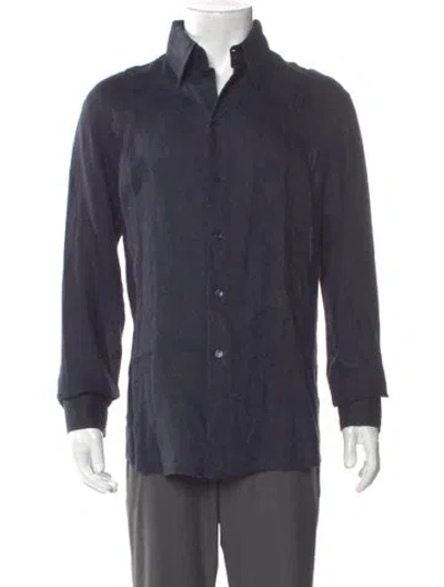 Pre-owned Versace Jeans Linen Long Sleeve Shirt In Blue