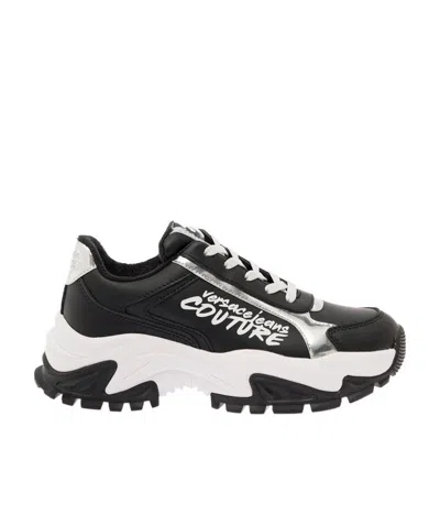 Versace Jeans Lo-top Logo Print Sneakers In Black