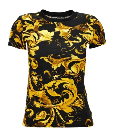 Versace Jeans Locke Printed Short Sleeve Crewneck T-shirt In Gold