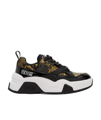 Versace Jeans Logo Casual Sports Shoes In Black