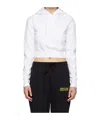 Versace Jeans Logo-charm Cropped Hoodie In White