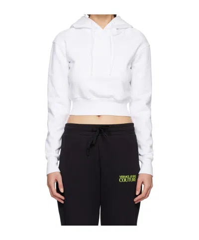 Versace Jeans Logo-charm Cropped Hoodie In White