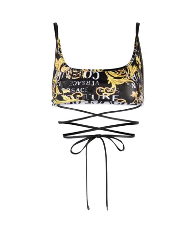 Versace Jeans Logo Couture Crop Top In Black