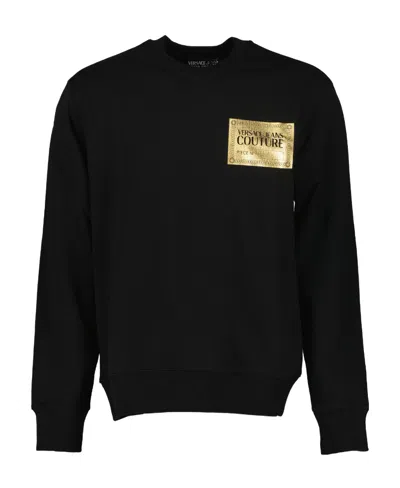 Versace Jeans Logo Crew-neck Sweatshirt In Black