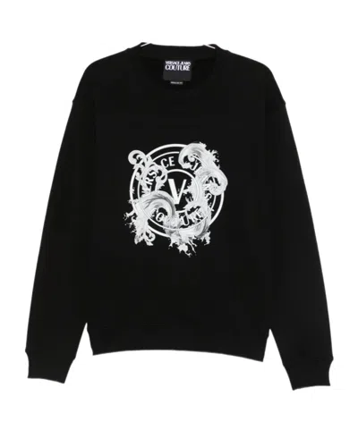 Versace Jeans Logo Crew-neck Sweatshirt In Black
