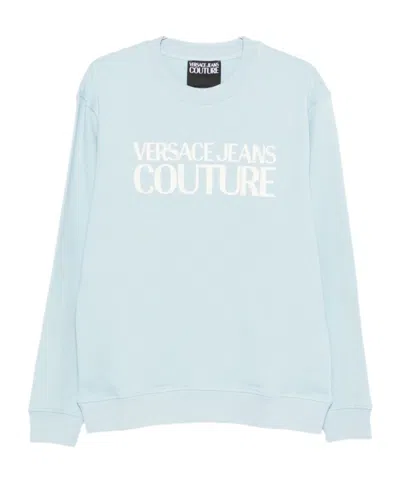 Versace Jeans Logo Crew-neck Sweatshirt In Blue