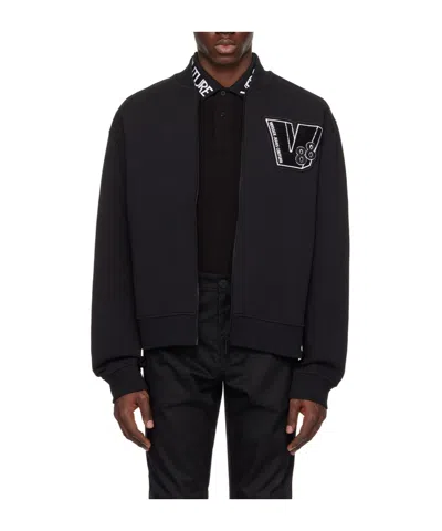 Versace Jeans Logo-decorated Casual Jacket In Black