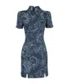 Versace Jeans Logo Denim Dress In Blue
