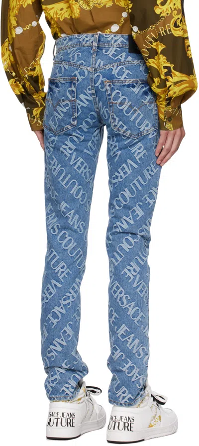 Versace Jeans Logo Denim Pants In Blue