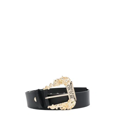 Versace Jeans Logo Embellished Buckle Belt In Black