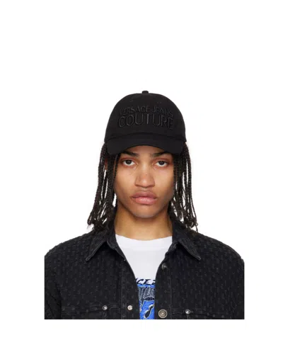 Versace Jeans Logo Embroidered Baseball Cap In Black
