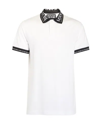 Versace Jeans Logo-embroidered Collar Polo Shirt In White