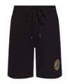 Versace Jeans Logo-embroidered Cotton Shorts In Black