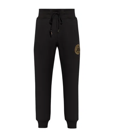 Versace Jeans Logo-embroidered Cotton Track Pants In Black