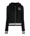 Versace Jeans Logo-embroidered Zip-up Hoodie In Black
