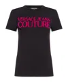 Versace Jeans Logo-flocked Cotton T-shirt In Black