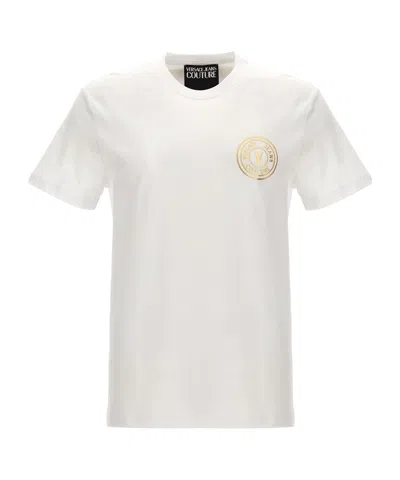 Versace Jeans Logo-flocked Cotton T-shirt In White