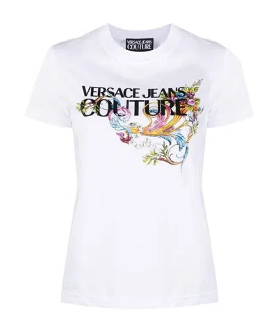 Versace Jeans Logo Graphic Print Cotton T-shirt In White