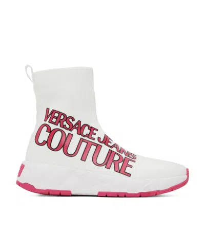 Versace Jeans Logo High-top Leisure Sports Shoes In White