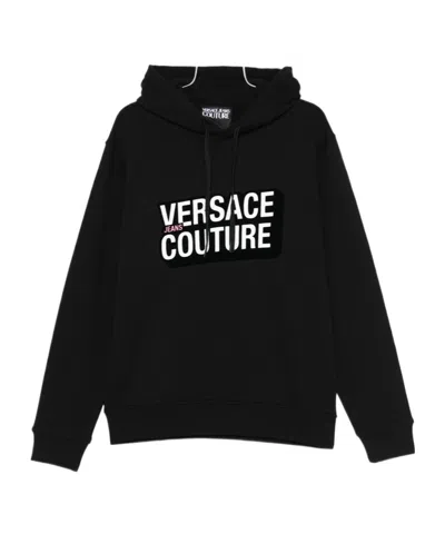 Versace Jeans Logo-lettering Hoodie In Black