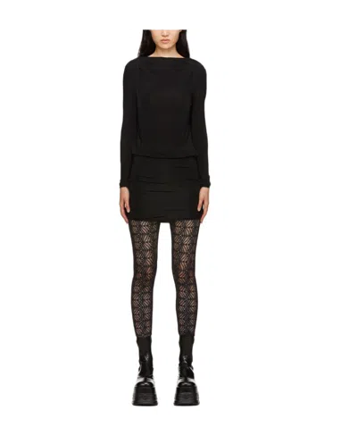 Versace Jeans Logo Long-sleeved Dress In Black