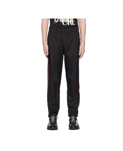 Versace Jeans Logo Loose Waist Casual Pants In Black