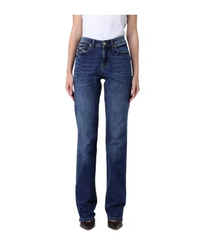 Versace Jeans Logo-patch Belt-loop Jeans In Blue