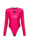 Versace Jeans Logo Patch Bodysuit In Pink