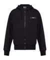 Versace Jeans Logo-patch Cotton Zip-up Hoodie In Black