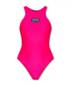 Versace Jeans Logo-patch Sleeveless Body In Pink