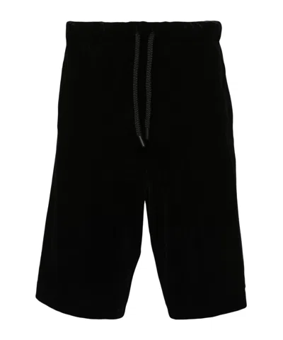 Versace Jeans Logo-patch Velvet Shorts In Black