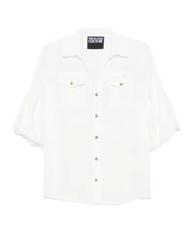 Versace Jeans Logo-plaque Shirt In White