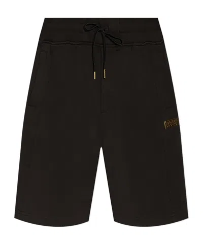 Versace Jeans Logo-plaque Track Shorts In Black