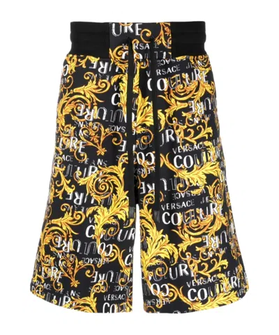 Versace Jeans Logo-print Bermuda Shorts In Black
