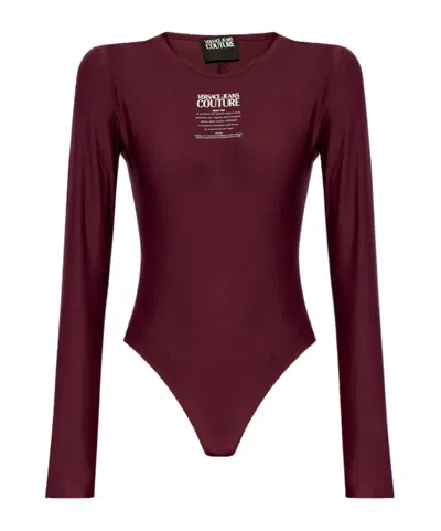 Versace Jeans Logo-print Bodysuit In Brown