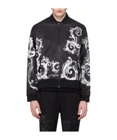 Versace Jeans Logo Print Casual Jacket In Black
