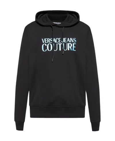 Versace Jeans Logo-print Cotton Hoodie In Black